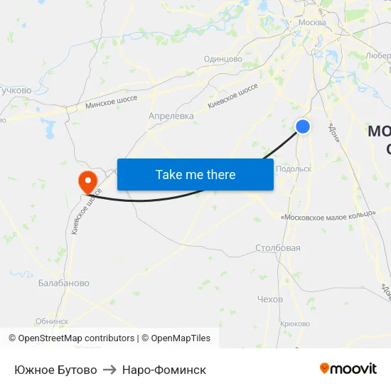 Южное Бутово to Наро-Фоминск map