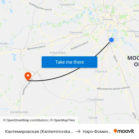 Кантемировская (Kantemirovskaya) to Наро-Фоминск map