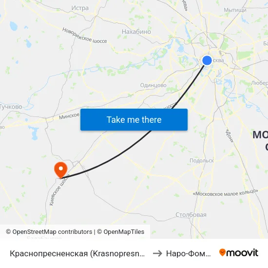 Краснопресненская (Krasnopresnenskaya) to Наро-Фоминск map