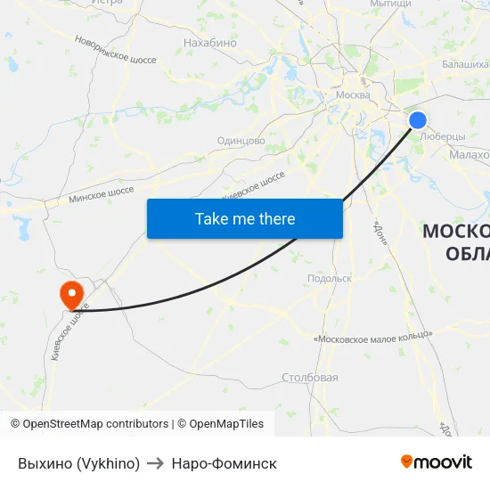 Выхино (Vykhino) to Наро-Фоминск map