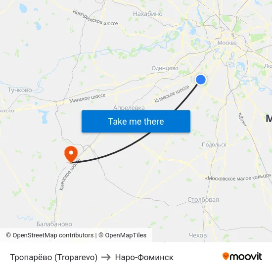 Тропарёво (Troparevo) to Наро-Фоминск map