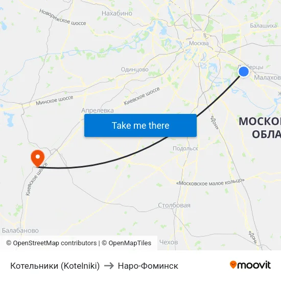 Котельники (Kotelniki) to Наро-Фоминск map