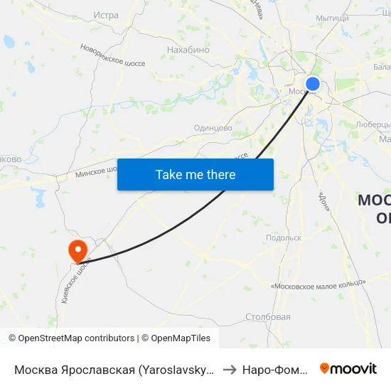 Москва Ярославская (Yaroslavsky Station) to Наро-Фоминск map
