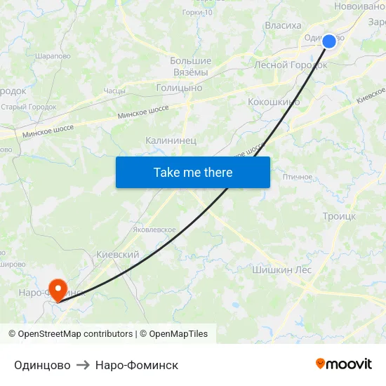 Одинцово to Наро-Фоминск map