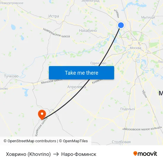 Ховрино (Khovrino) to Наро-Фоминск map