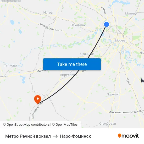 Метро Речной вокзал to Наро-Фоминск map