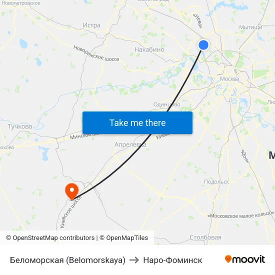Беломорская (Belomorskaya) to Наро-Фоминск map