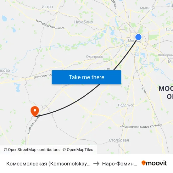 Комсомольская (Komsomolskaya) to Наро-Фоминск map