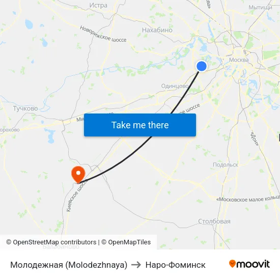 Молодежная (Molodezhnaya) to Наро-Фоминск map