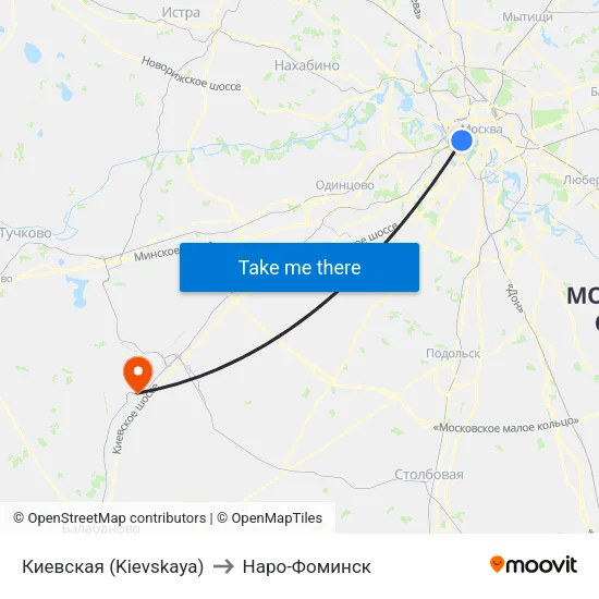 Киевская (Kievskaya) to Наро-Фоминск map
