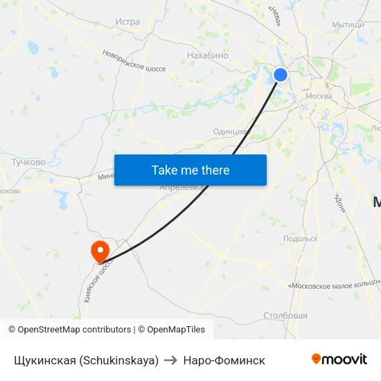 Щукинская (Schukinskaya) to Наро-Фоминск map