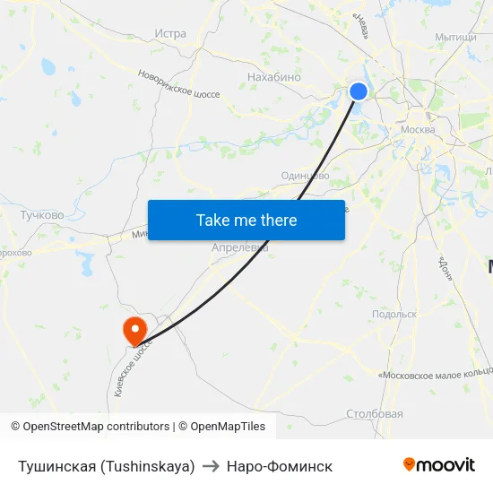 Тушинская (Tushinskaya) to Наро-Фоминск map