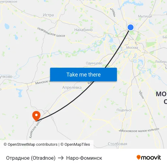 Отрадное (Otradnoe) to Наро-Фоминск map