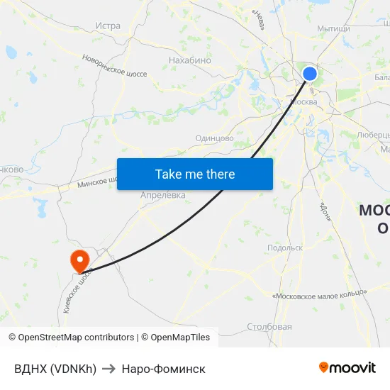 ВДНХ (VDNKh) to Наро-Фоминск map