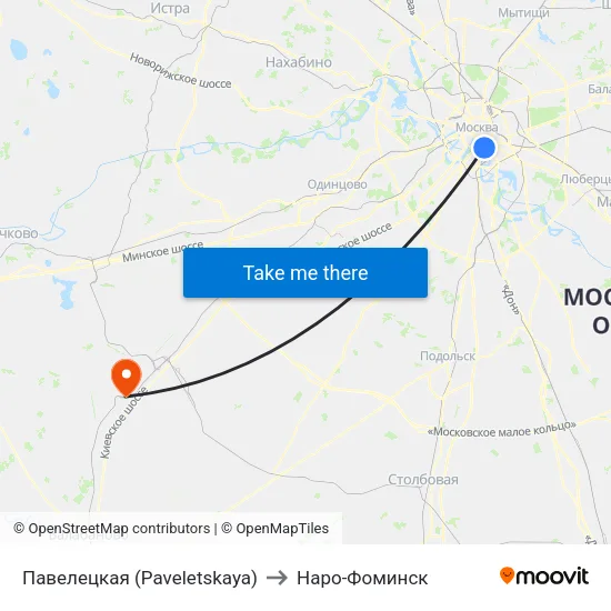 Павелецкая (Paveletskaya) to Наро-Фоминск map