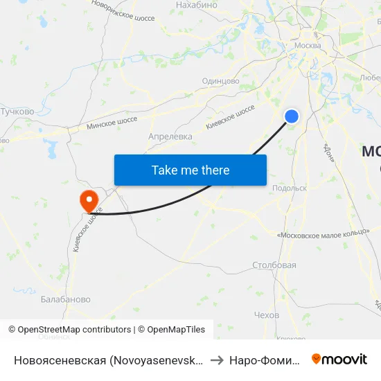 Новоясеневская (Novoyasenevskaya) to Наро-Фоминск map