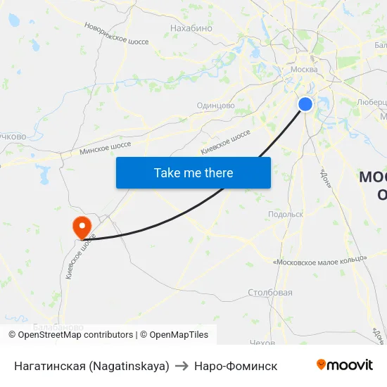 Нагатинская (Nagatinskaya) to Наро-Фоминск map
