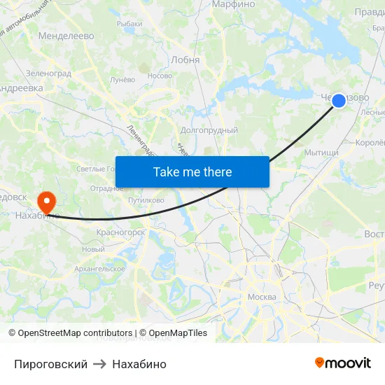 Пироговский to Нахабино map