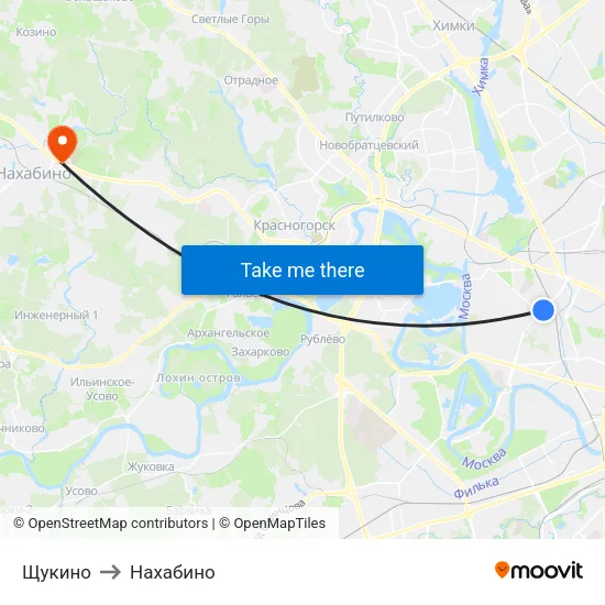 Щукино to Нахабино map