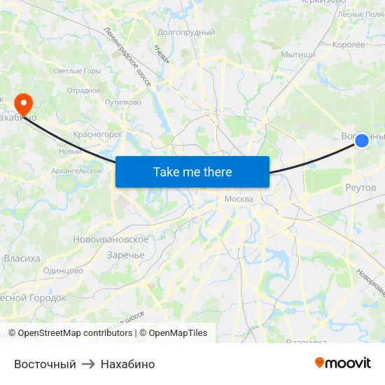 Восточный to Нахабино map