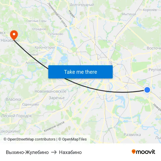 Выхино-Жулебино to Нахабино map