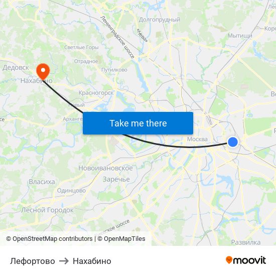 Лефортово to Нахабино map