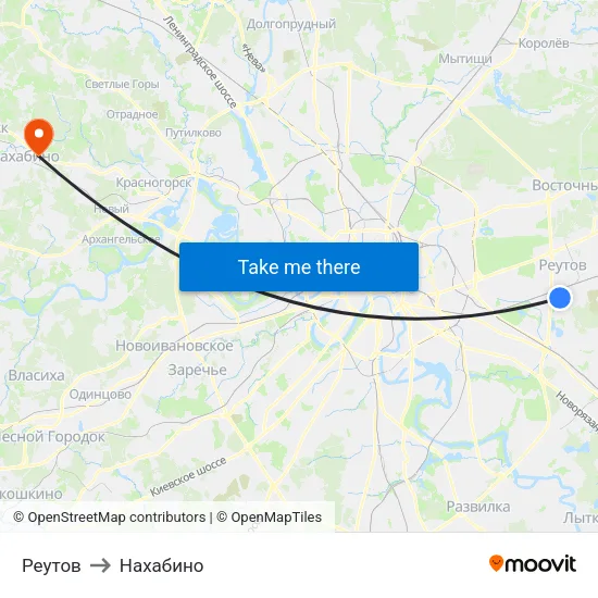 Реутов to Нахабино map