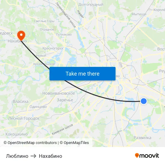 Люблино to Нахабино map