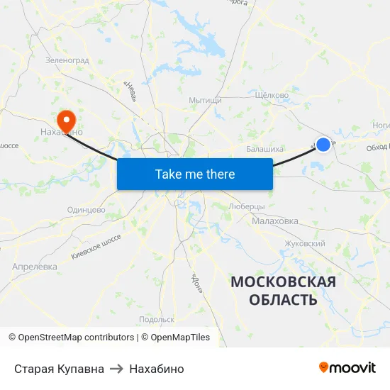 Старая Купавна to Нахабино map