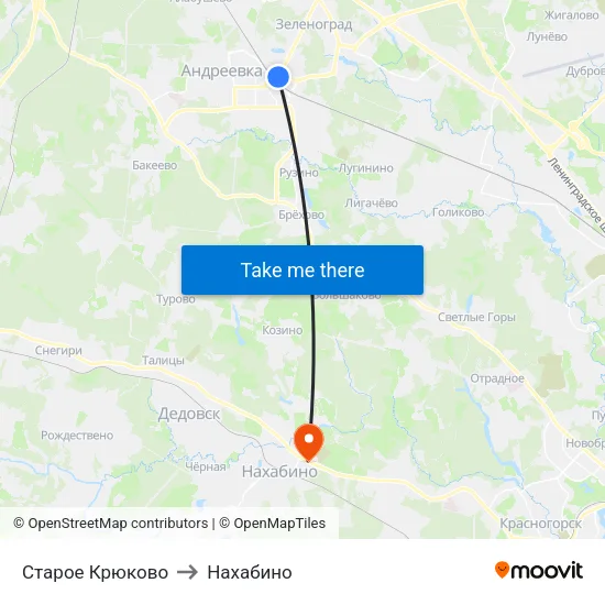 Старое Крюково to Нахабино map