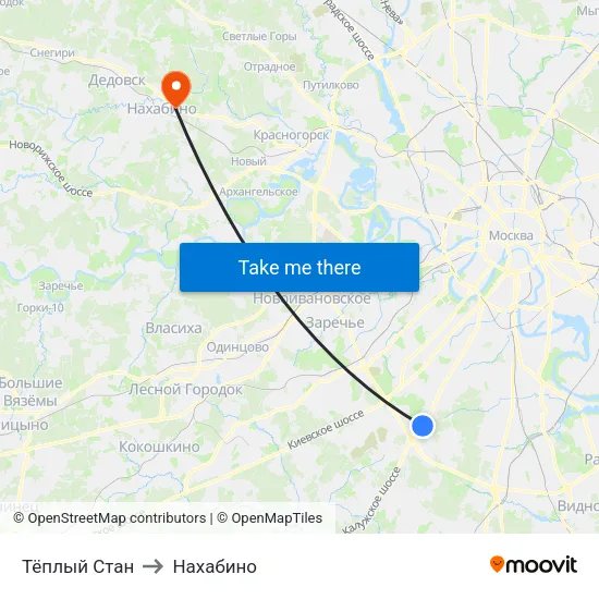 Тёплый Стан to Нахабино map