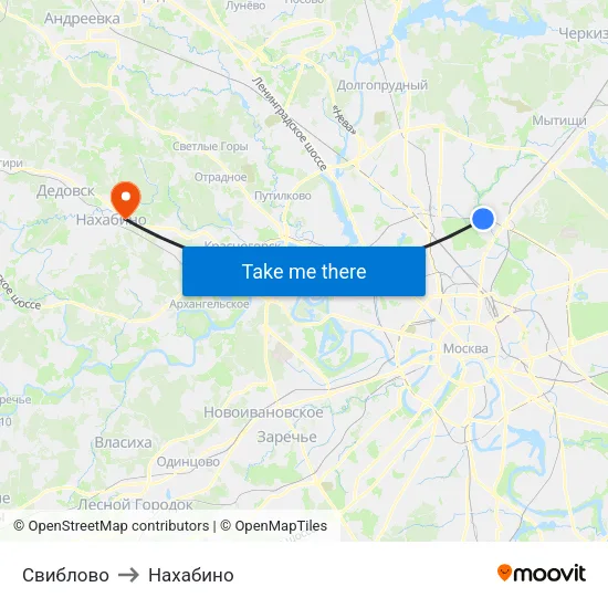 Свиблово to Нахабино map
