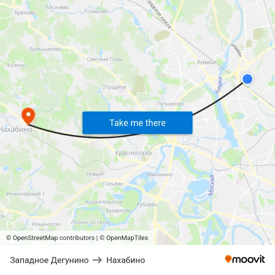 Западное Дегунино to Нахабино map