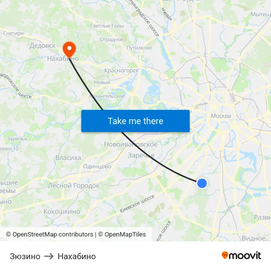 Зюзино to Нахабино map