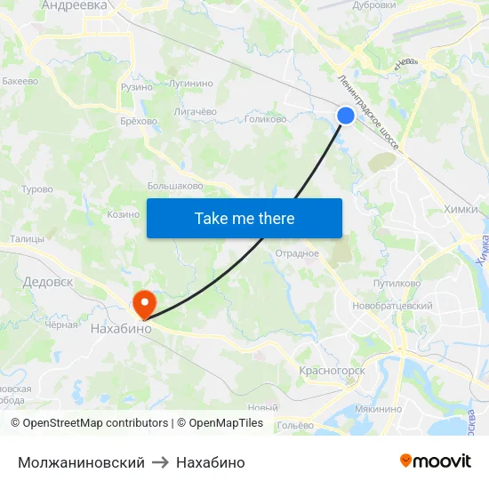 Молжаниновский to Нахабино map