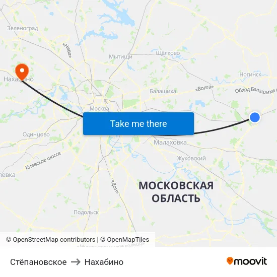 Стёпановское to Нахабино map