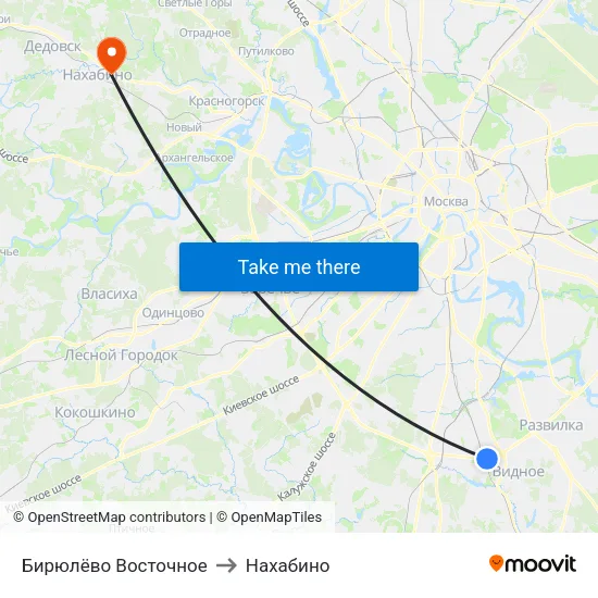 Бирюлёво Восточное to Нахабино map