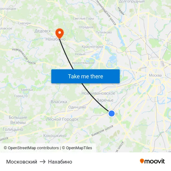 Московский to Нахабино map