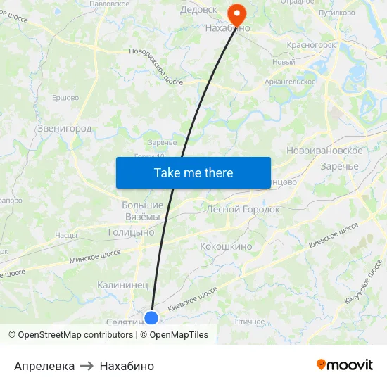 Апрелевка to Нахабино map