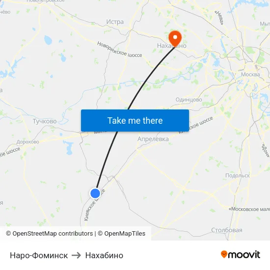 Наро-Фоминск to Нахабино map