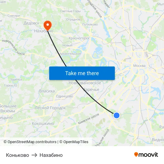 Коньково to Нахабино map