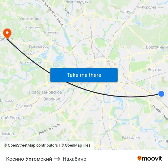Косино-Ухтомский to Нахабино map