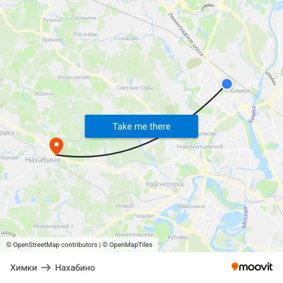 Химки to Нахабино map