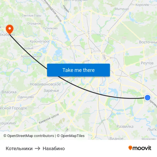 Котельники to Нахабино map