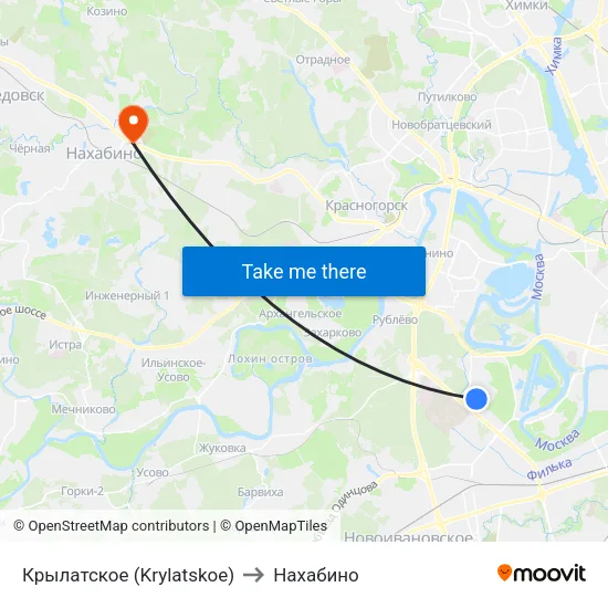 Крылатское (Krylatskoe) to Нахабино map