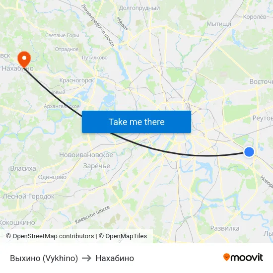Выхино (Vykhino) to Нахабино map