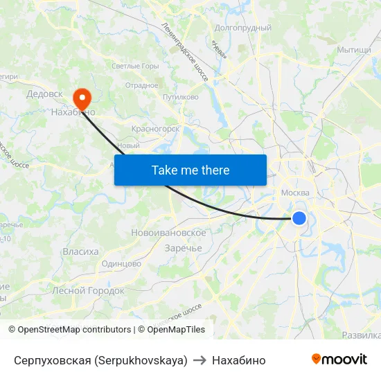 Серпуховская (Serpukhovskaya) to Нахабино map