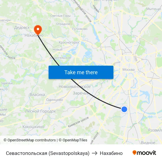 Севастопольская (Sevastopolskaya) to Нахабино map