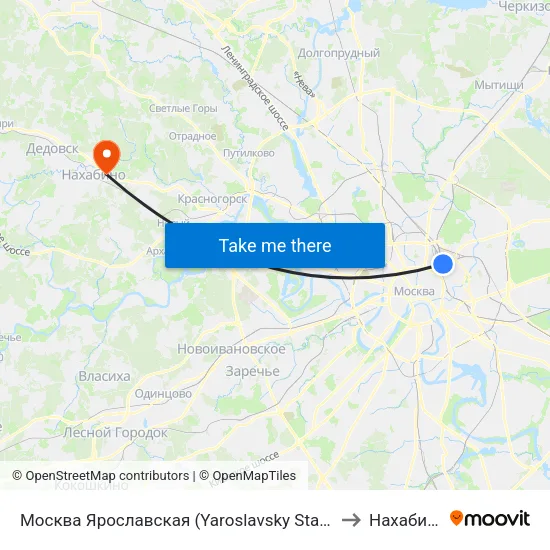 Москва Ярославская (Yaroslavsky Station) to Нахабино map