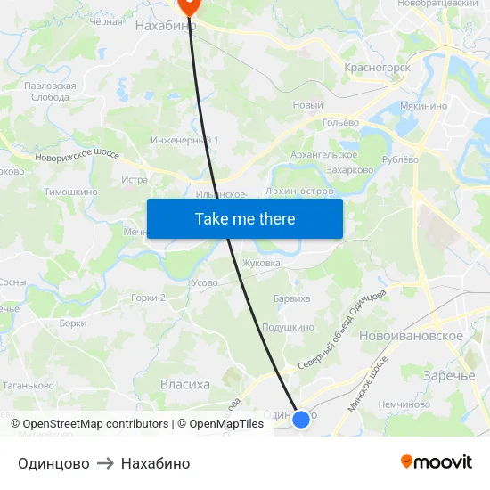 Одинцово to Нахабино map
